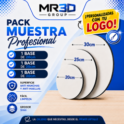 Pack de 3 bases de muestra con tu logotipo personalizado.