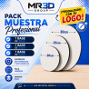 Pack de 3 bases de muestra con tu logotipo personalizado.